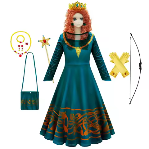 Merida Dress Girl Brave Costume Cosplay 3D Print Princess Outfits Halloween Long Sleeve Theme Party 