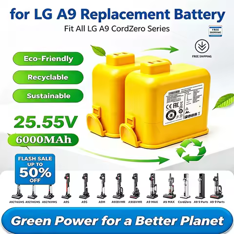 6000mAh CordZero Battery for A9/P9/A9S Vacuum, KC Certified, Compatible with EAC63382201/04 LG CordZ