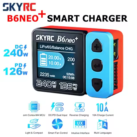 ​SKYRC B6neo+ Smart Charger High Power DC240W PD126W Multilanguage Balance Charger 600mA XT60/Type-C