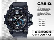 CASIO 卡西歐 手錶專賣店 國隆 G-SHOCK GG-1000-1A8 極限冒險雙顯男錶 樹脂錶帶 黑色錶面 防水