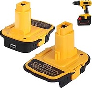 2 Packs DM18D Battery Adapter with USB, Replace DCA1820 for DeWalt 20V & for Milwaukee M18 Lithium B