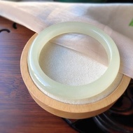 天然和田玉 高冰青白色美玉鐲 圈口55mm 料子冰潤細膩