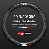 Sợi Carbon da 3D Relief vỏ bọc vô lăng ô tô 38cm cho Nissan Teana sylphy X-Trail Grand Livina Navara