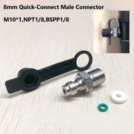 【JTFY】Stainless Steel 8mm Male Valve Quick Connector for Air Hose Fitting M10 G1/8 NPTready stock