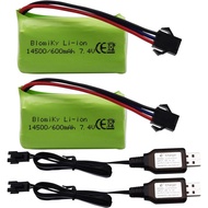 Palam Blomiky SM-3P 7.4V 2S 600mAh 4.44Wh 10C Bateri dan Kabel Pengecas USB Sesuai untuk G03060R Ver