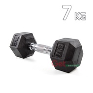 Hexagonal Rubberized Dumbbells 7kg (7kg/Fitness Goods/Biceps/Weightlifting/Arm Training)