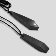 สร้อยคอพร้อมจี้ Shungite พลังงานสเกลาร์สีดำรูปสี่เหลี่ยมขนมเปียกปูนสำหรับการป้องกัน EMF