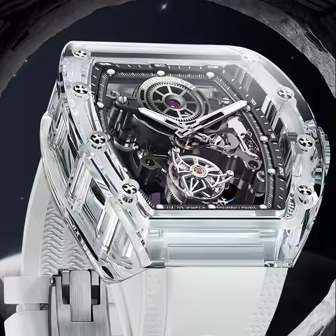 BONEST GATTI automatic movement Tourbillon Mechanical Wristwatch Crystal Case Luminous watch Fluoror
