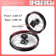 1pcs 12mm 15mmFront 1.60-17" inch Rear 1.85-14" inch Alloy Wheel Rim For KAYO HR-160cc TY150CC Dirt Bike Pit bike 12 14 inch wheel
