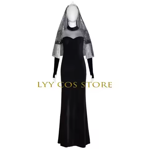Sky02 Anime Mavis Cosplay Wedding Costume Hotel Girl Mavis Black Dress and Headdress Set Party Perfo