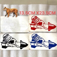 Crazy Frog Riding Rocket Cartoon Cutting Print Sticker Decal Off Road Gear 4X4 Pick Up Motorcycle Ca