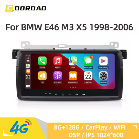Android 14.0 Car Radio For BMW E46 M3 X5 1998-2006 Multimedia Video Player GPS 4G WiFi CarPlay Auto 