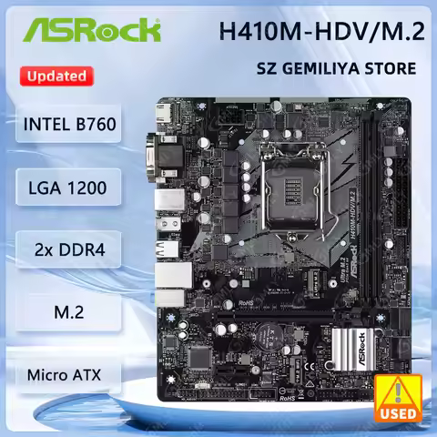 ASROCK H410M-HDV/M.2 MotherboardIntel H410 2xDDR4 64GB LGA 1200 Micro ATX support i3-10105 i5-10400F