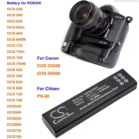 ALLCCX 7.2V 2150mAh Battery for Canon EOS D2000,D6000,For CITIZEN PN-60, For KODAK DCS 520,DCS 560,D