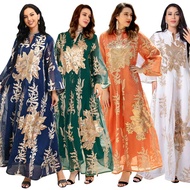 MS203#READY STOCK MUSLIM abaya jubah skirt panjang design bunga cantik sulaman lengan panjang