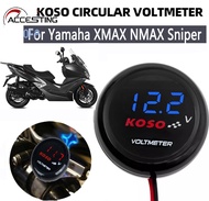 DC 12V Motorcycle Koso Round Mini Voltmeter Voltage LED Digital Meter Voltmeter Gauge Universal For Yamaha XMAX NMAX Sniper 135 150 Y15 ZR  KOSO Water Temperature Gauge  Mini Temp Meter