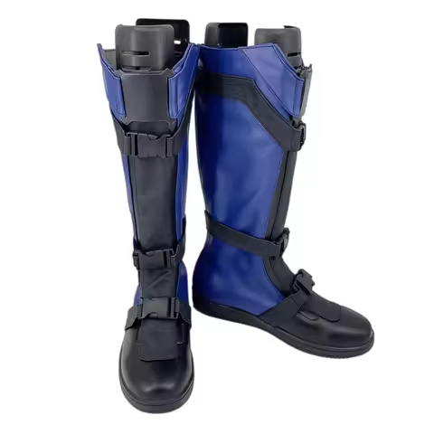 Dead pool 3 Wolverine Logan Cosplay Costume Shoes Blue Handmade Faux Leather Boots