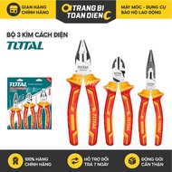 Set of 3 Total THT2K0302 insulated pliers, 8 inch dental pliers, Cr-V steel, insulated up to 1000V, 