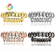 APVTI Teeth Grillz Top Bottom Set, Glossy  Eco-friendly Copper Teeth Grillz Caps, Unisex Shiny  Silv