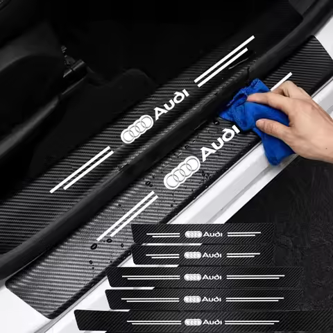 5Pcs Car Emblem Threshold Door Sill Protector Anti Scratch For Audi A1 A2 A3 A4 A5 A6 A7 A8 Q1 Q2 Q3