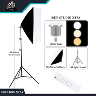 Đèn studio XT5A có remote - Kèm Softbox 50x70cm chân đèn 2m bóng led Bulb 150W - Kit Studio công suấ