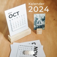 KAYU Aesthetic 2024 Minimalist Desk Calendar+Wooden Stand | Desk calendar | By Your Room Project
