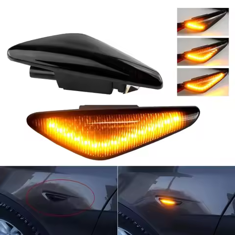 A86E-2PCS For BMW X3 F25 X5 E70 X6 E71 E72 2007-2014 LED Dynamic Side Marker Turn Signal Blinker Flo