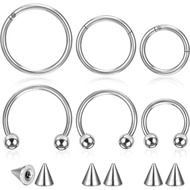 6 Pcs Nose Septum Rings 16G Horseshoe Lip Earring Ring Hoops Nose Piercing Jewelry 8mm 10mm 12mm Eye