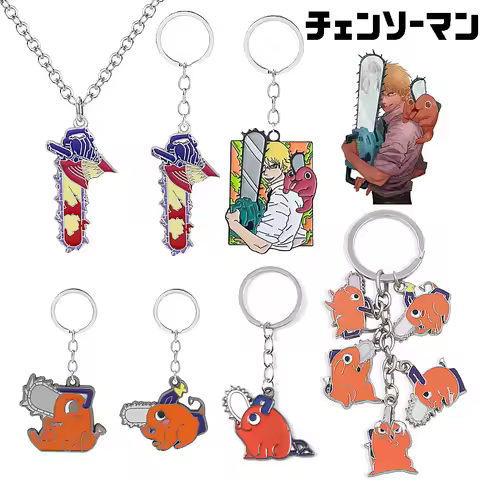Anime Chainsaw Man Keychains Cute Pochita Cartoon Characters Metal KeyChain Pendant For Women Men Fa