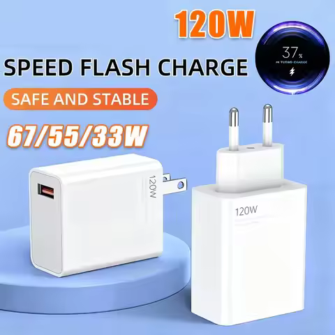 120W Fast Charger QC 5.0 EU Plug 6A Type C Cable 67W 55W 33W Rapid Charging Adapter For iPhone Huawe