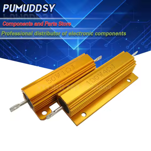 RX24 100W 50W Watt Power Metal Shell Aluminium Gold Resistor 1R 2R 3R 4R 5R 6R 8R 10R 15R 20R 30R 40