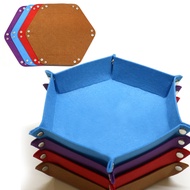4PCS Dice Tray Set Foldable Dice Trays Hexagon Dice Rolling Tray Felt Dice Holder for Dice Games Lik