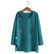 Plus Size Women's Solid Color Waffle Hoodies Fashion XL-4XL Solid Color Spring Autumn Pullovers