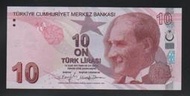 【低價外鈔】土耳其 2009 (2022)年 10LIRA 土耳其里拉 紙鈔一枚(F字軌)，少見~
