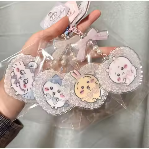 New Chiikawa Acrylic Keychain Bow Lace Harajuku Chiikawa Hachiware Usagi Keychain
