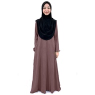 Jubah Abaya Pleated Umrah Haji Muslimah Ironless Tanpa Gosok Comfy Dress Plus Size Women Woman Dress