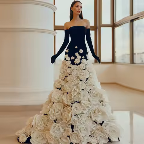 Customized Delicate Jersey Evening Dress Delicate Boat Neck Prom Dresses Temperament Long Sleeves Fl