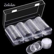 60Pcs 41mm Clear Coin Holder Capsule Case Round Transparent Protection Box for Eagle Coin Organizer 