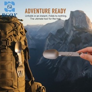 [BGOX] Travel Camping 2 In 1 Titanium Alloy Folding Sporkbo  Fork Spoonbo Lightweight Durable VN