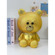 (GIVE 1 SMALL PIG) Super luxurious TEDDY BEAR savings piggy bank (C33xD24xW22) | Gifts, decor, savin