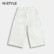 HI STYLE Women Wide Leg Mid Length Jeans - White - FVG610345