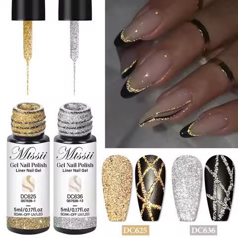 2/4/6pcs Reflective Glitter Liner Gel Nail Polish Set Pull Line Graffiti Painting Stripe DIY French 
