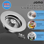 ✅SG Ready Stocks✅ 3 in 1 Kitchen Sink Drain Strainer – Stainless Steel Basket, Stopper Filter Anti-C