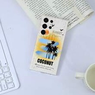 1pc Minimalist Beach Coconut Tree Illustration Graphic UV Printed Shockproof Transparent TPU Soft Ph