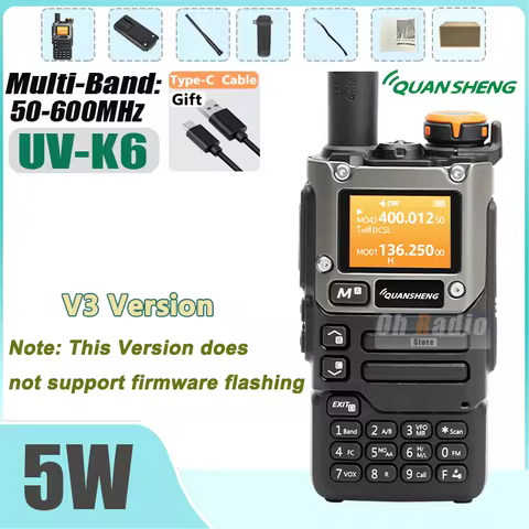 Quansheng UV-K6 Walkie Talkie UV-K5(8) 5W Air Band Radio USB C Charging UHF VHF DTMF FM NOAA Wireles