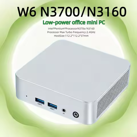 Mini PC W6 Intel N3700/N3710/N3160 Windows10 8GB 128GB M.2 SATA SSD Gigabit LAN Dual USB3.0 Office D