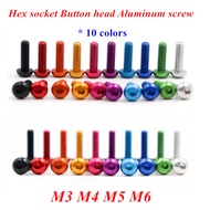 【Stylish】 10pcs Iso7380 Aluminum Allen Screw M3 M4 M5 M6 Colourful Aluminum Alloy Hex Hexagon Socket