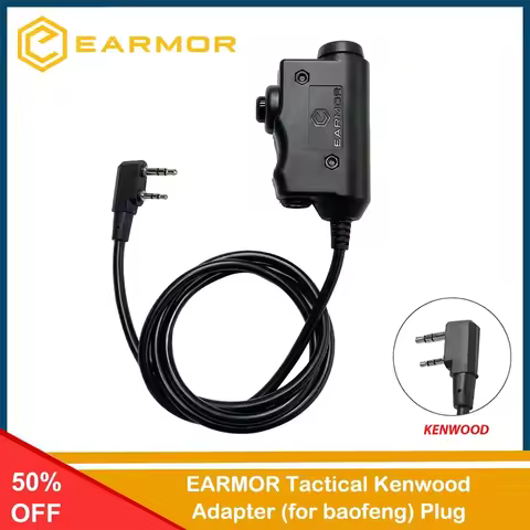 EARMOR Tactical PTT Tactical Headset Button activated push-to-talk PTT adapter M51/M52 and AUX radio