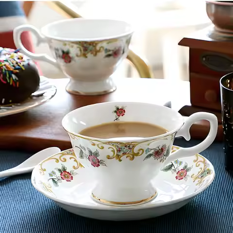 220ML, fine bone china cappuccino cup with saucer, noble latte cup, english tasse cafe esspresso cup