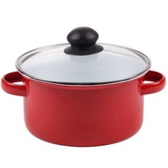 Dutch Oven Enamel Pan 20 cm Orange Glass Lid Home Lune